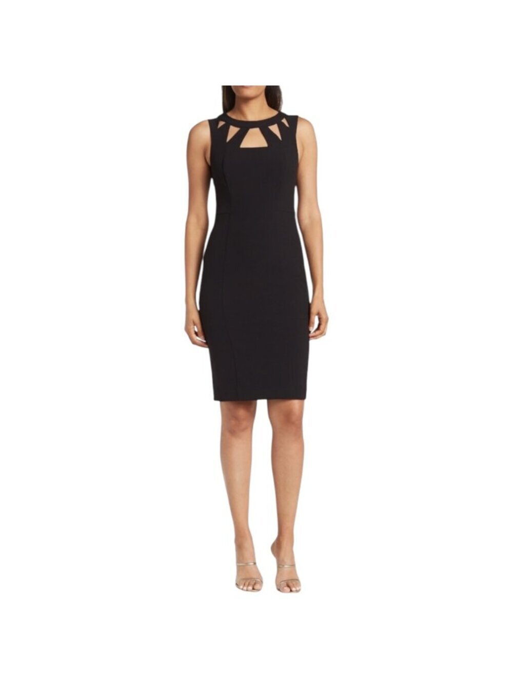 Eliza J Women's Black Sleeveless Sheath Dress With Cutout Neckline Size 10